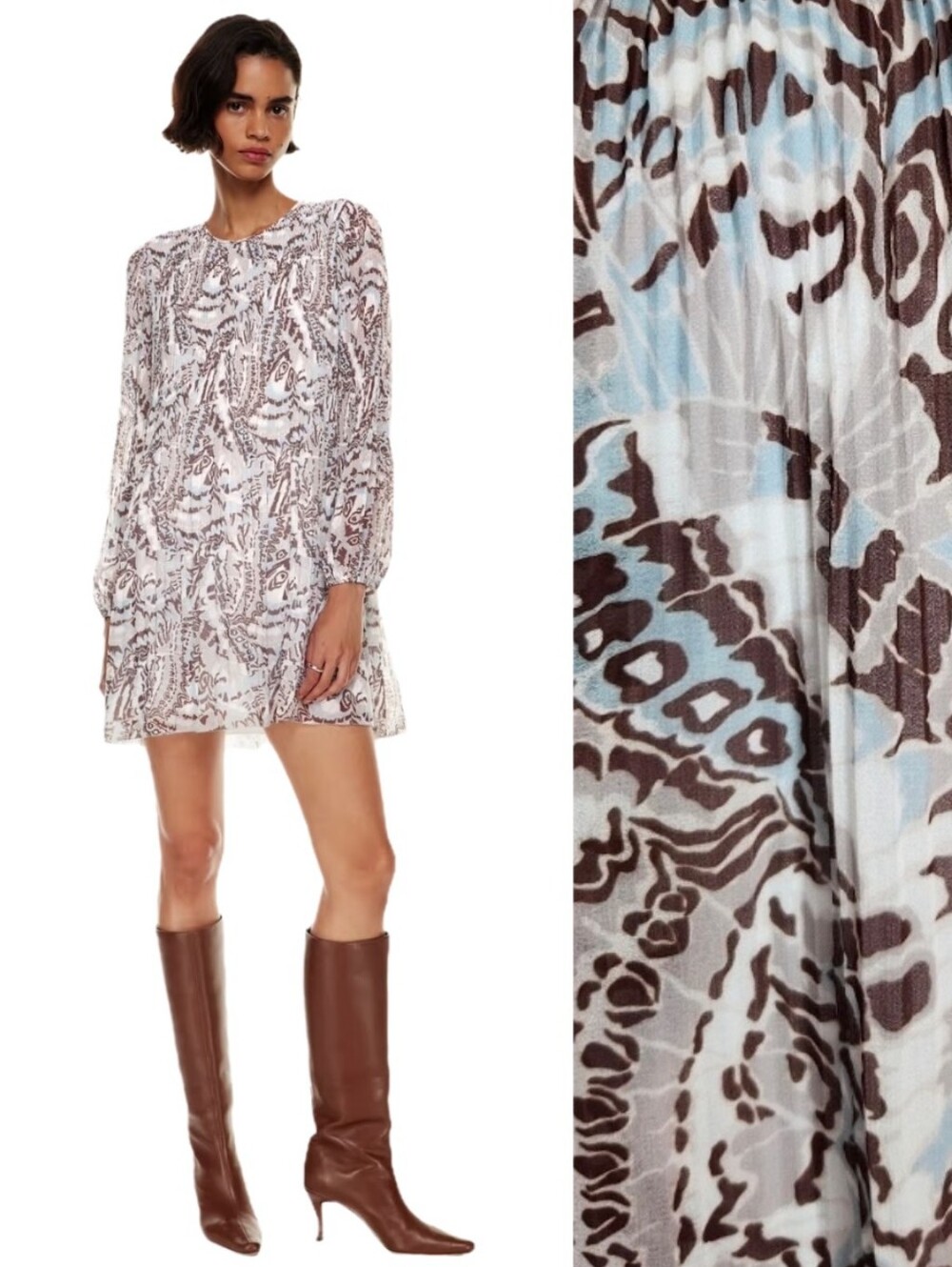 Wilfred Aritzia Butterfly Wing Print Daydreamer Long Sleeve Dress Size Small